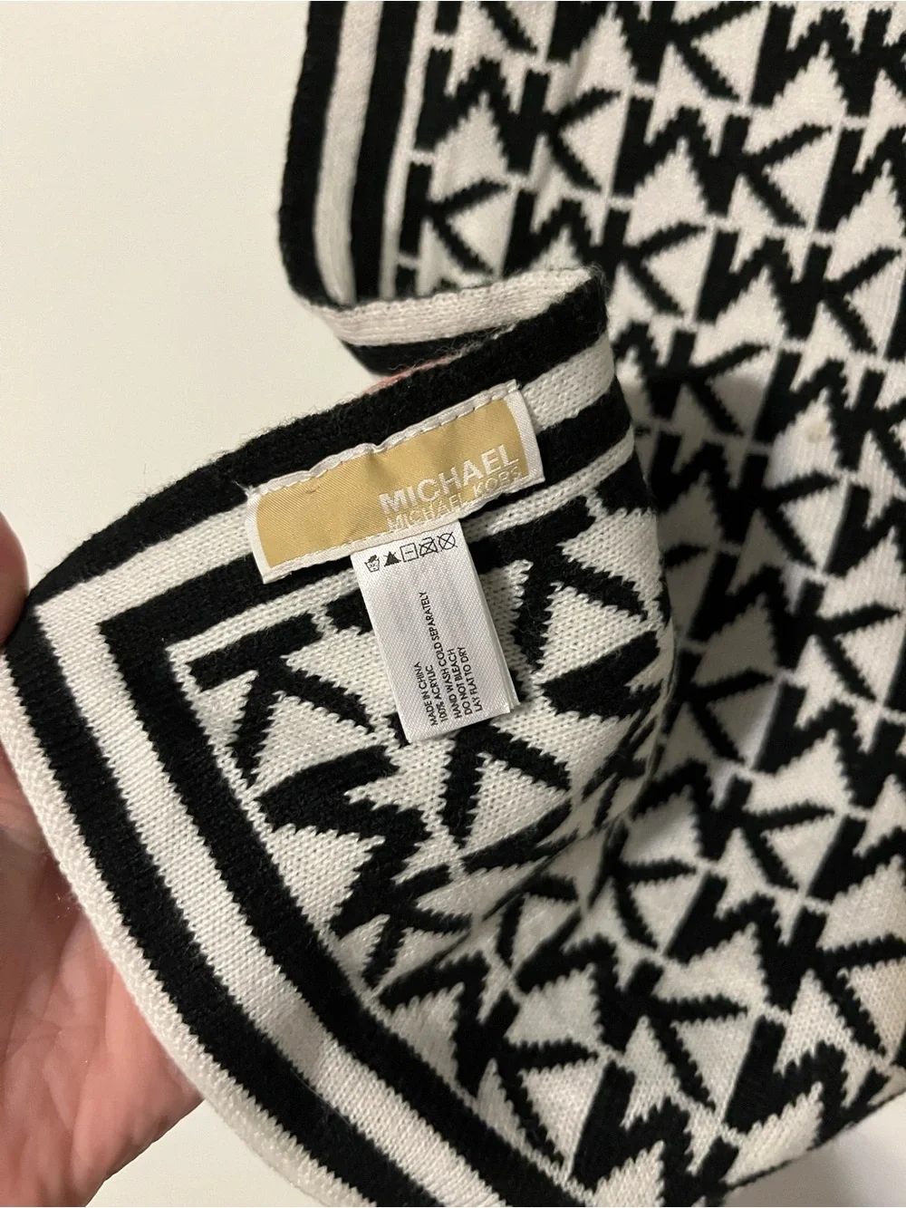 Woolrich Navy & Gray Shall-Cape & MK Black & White Logo Scarf